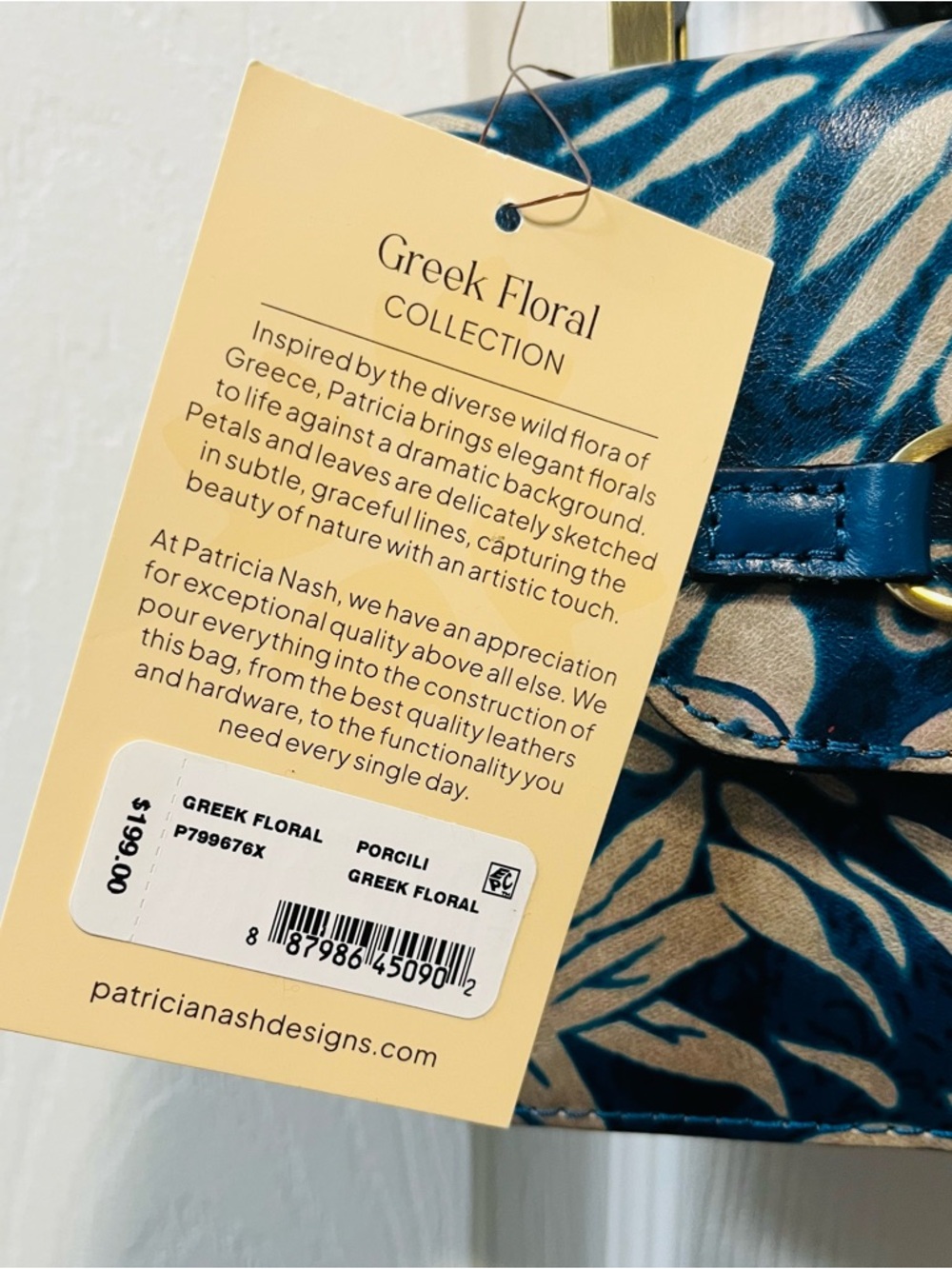 Patricia Nash Greek Floral Print Leather Porcili Satchel/Crossbody NWT. - Picture 4 of 15